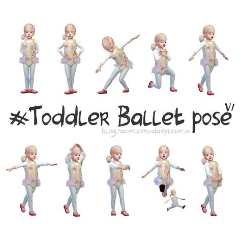 Toddler Ballet Poses V1 (In Game & CAS) by daisylove126 References Drawings, Sims4 Pose, Ballet Pose, Sims 4 Couple Poses, Toddler Poses, Sims Poses, Toddler Ballet, Toddler Dance, 4 Poses