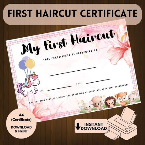 My First Haircut Certificate, Milestone Marker First Haircut Award For Kids Baby Cute, First Haircut Keepsake, Instant Download, A4 | baby First Haircut Keepsake, Archival Photography, First Haircut, Gift For Parents, Grands Parents, Linen Paper, Parent Gifts, Diy Printables, Special Moments