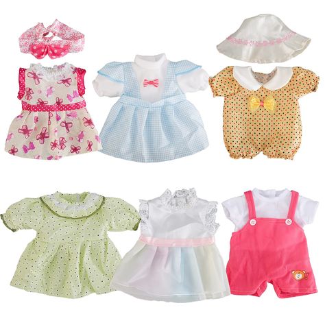 PRICES MAY VARY. What You Get: 6 exquisitely-designed doll clothes outfits with a cute coordinating head band, a pretty hat. Dolls not included. What It Fits: Perfect for 12-14 inch Alive Baby Doll Girl, Bitty baby doll, and American Girl WellieWishers. The sleeveless dress are suitable for cabbage patch doll. Fashion Design: Fashion elements like polka dots, lace, floral, multilayer ruffled are added into the baby doll accessories. Girls can dress up her favorite dolls in the latest trends. Eas Crochet Baby Dress Free Pattern, Colonial Dress, Pretty Hats, Baby Doll Clothes, Girl Christmas, American Girl Clothes, Bitty Baby, Clothes Set, Clothes Dress