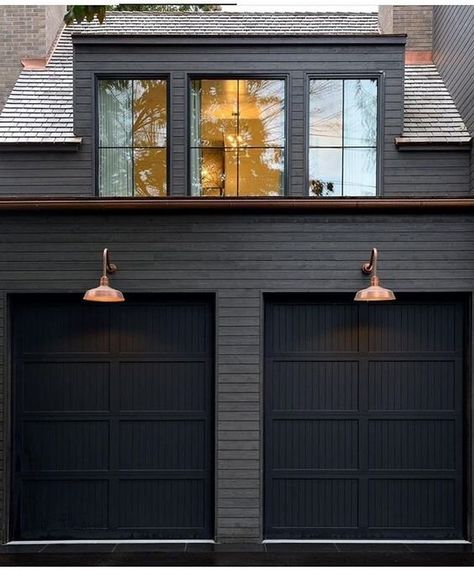 Our Exterior Siding Decisions that might Surprise you! - Chris Loves Julia Black Home Exterior, Black Garage Door, Sherwin Williams Sea Salt, Garage Door Ideas, Black Garage Doors, Black Garage, Gray House, Dark House, Grey Houses