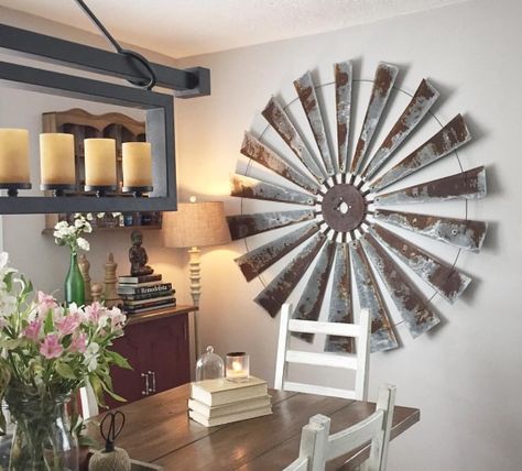 Wall Space Decor, Windmill Wall Decor, Windmill Decor, Metal Windmill, Up House, Industrial Farmhouse, Space Decor, Farmhouse Wall Decor, Farmhouse Dining