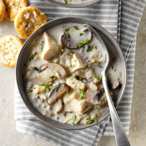 Cream of Turkey and Wild Rice Soup Cream Of Turkey, Turkey And Wild Rice Soup, Turkey And Wild Rice, Turkey Wild Rice Soup, Turkey Rice Soup, Wild Rice Soup Recipes, Wild Rice Recipes, Rice Soup Recipes, Turkey Soup