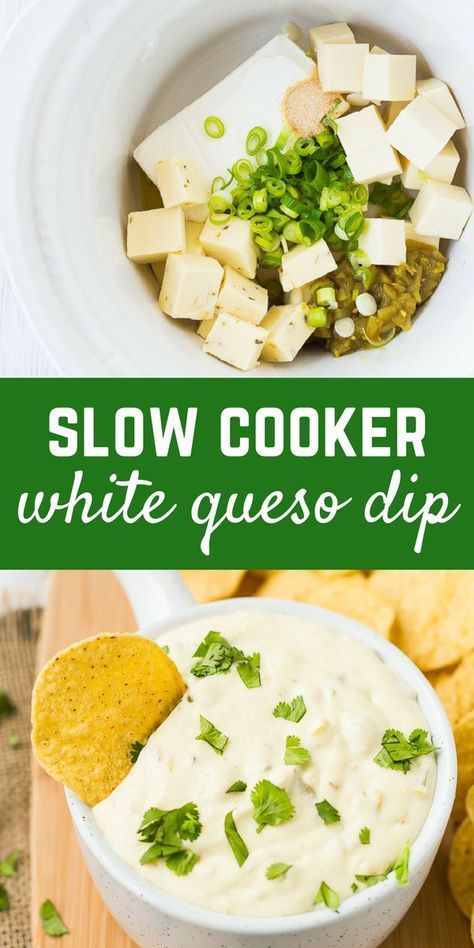 White Queso in the Slow Cooker is easy, Velveeta-free, and you will not be able to stop dipping chips in it! Get the easy slow cooker dip recipe on RachelCooks.com! #sponsored @oldelpaso @target Slow Cooker Dip Recipes, Slow Cooker Dips, White Queso Dip, White Queso, Chips Dip, Savory Dips, Cheese Dips, Cheesecake Dip, Queso Dip