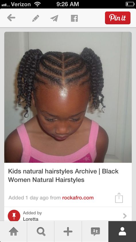 Cornrow pigtails                                                                                                                                                                                 More Corn Row Pigtails, Cornrows Into Pigtails, Cornrow Pigtails, Kids Cornrows, Kids Cornrow Hairstyles, Scene Bangs, Easy Hairstyles For Kids, Natural Kids, Hairstyles Pigtails