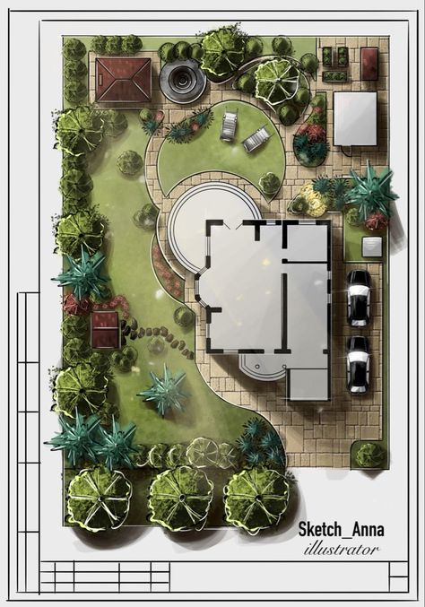 Ландшафтный дизайн. House With Garden Design, Landscape Design Floor Plan, Villa Garden Design Landscaping Plan, Garden Design Plans Landscape, Planting Plan Landscape Architecture, Villa Site Plan Design, Villa Landscape Design Plan, House Landscape Plan, Garden Site Plan