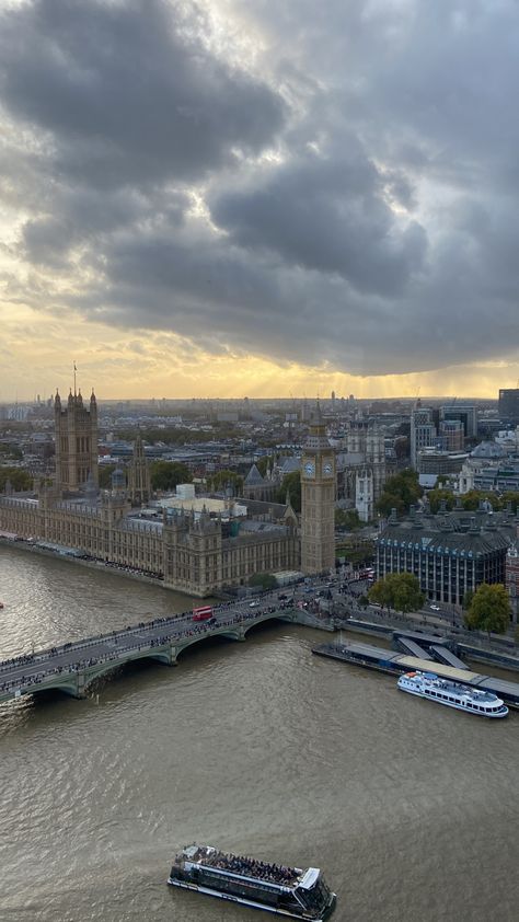 london view from london eye, panoramic view, big ben, river thames, sunset in london, london pic aesthetic, europe destination, travel, london life, uk, england London Eye Aesthetic, London Knightsbridge, Thames River Cruise, Summer Places, Aesthetic Europe, Pic Aesthetic, Destination Travel, London Vibes, London Dreams