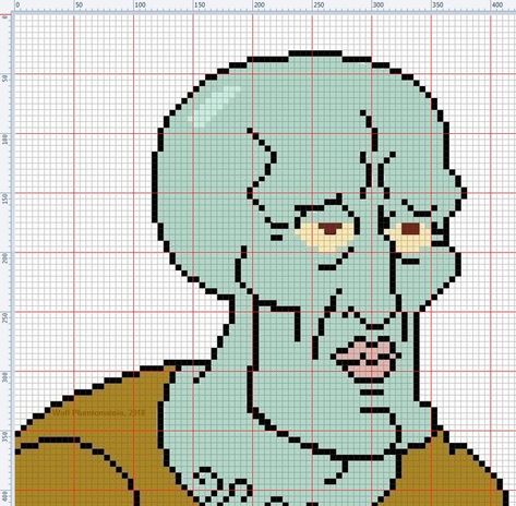 Sponge Bob Pixel Art, Sponge Bob Crochet, Spongebob Cross Stitch, Handsome Squidward, Pixel Art Minecraft, Perler Art, Art Mignon, Pixel Drawing, Diy Perler Bead Crafts