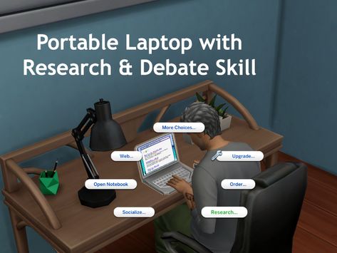 Mod The Sims - Portable Laptop with Research and Debate Skill Sims 4 Laptop, Maxis Match Cc, Sims 4 Update, Maxis Match, Free Downloads, The Sims 4, Level Up, The Sims, Sims 4