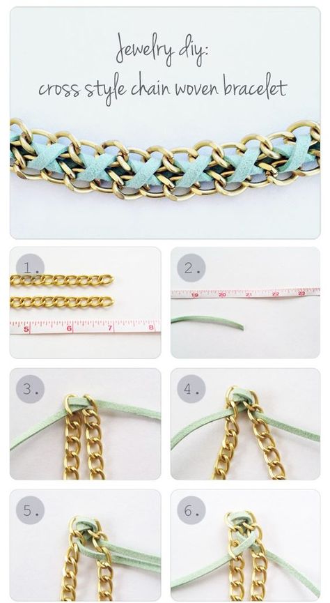 Chain Bracelet Tutorial, Beading Stitches, Leather Chain Bracelet, Leather Bracelet Tutorial, Diy Tumblr, Diy Leather Bracelet, Diy Chain, Bracelets Ideas, Handmade Jewel