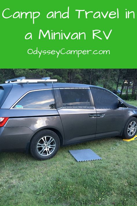 Honda Odyssey Camper Conversion, Honda Odyssey Camping, Honda Minivan, Rv Vans, Suv Camping Tent, Boondocking Camping, Minivan Camper, Camping Tricks, Minivan Camper Conversion