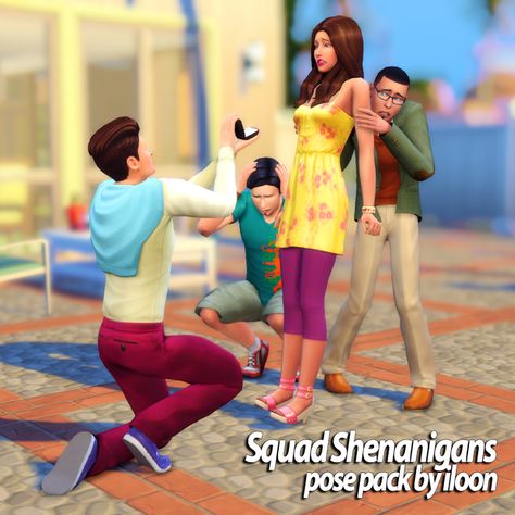 "Squad Shenanigans" pose pack | Iloooon på Patreon Single Poses, Sims Memes, Los Sims 4 Mods, Sims 4 Couple Poses, Sims Poses, Cc Shopping, 4 Family, Sims 4 Traits, Sims 4 Family