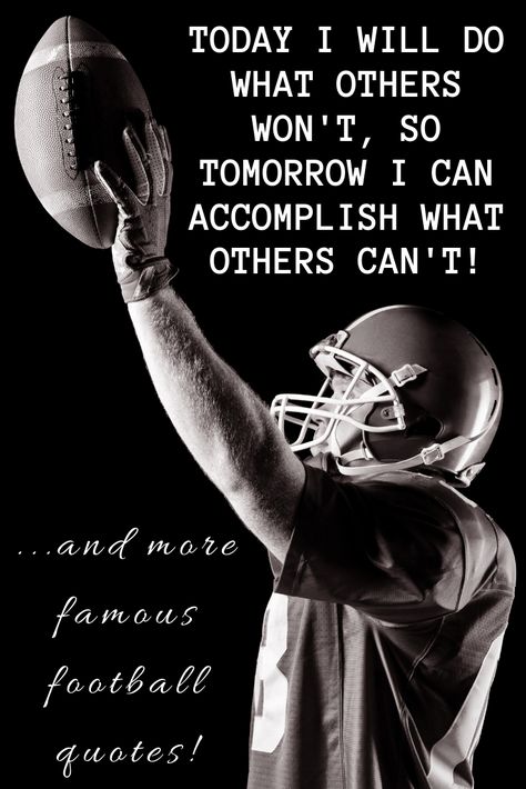 These motivational football quotes, like these inspirational quotes for college students, can be applied to life in general. Success in life is just as important as success on the field. #quotes #footballislife #famousquotes #quotestoliveby #3boysandadog Senior Football Quotes, Famous Football Quotes, Field Quotes, Quotes For College, Inspirational Football Quotes, Quotes For College Students, Fantasy Football Funny, Football Motivation, Quotes Sports