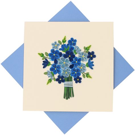 Card Quilling, Quilling Flower Designs, Flower Greeting Card, Florist Shop, Forget Me Nots, Quilling Cards, Mailing Envelopes, Paper Quilling, Forget Me Not