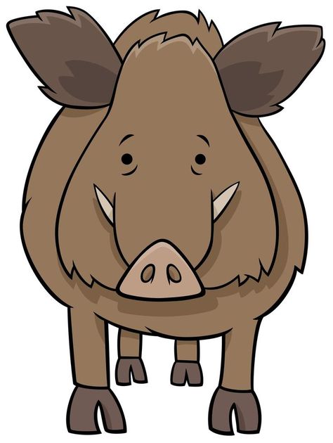 Wild Animals Vector, Animal Character, Character Vector, Childrens Drawings, Wild Boar, Animal Cartoon, Animal Clipart, Forest Animals, Wild Animals