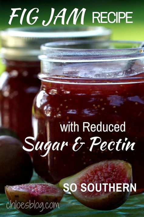 Get this reduced sugar Fig Jam recipe from the innkeeper at Big Mill B+B, near Greenville, NC. It features fresh figs picked from the farm bed and breakfast orchard. Recipe and complete directions for the Fig Jam and the link to a holiday favorite - Creamy Brie & Fig Preserves appetizer - are on Chloes Blog. @bigmill | www.chloesblog.bigmill.com/homemade-fig-jam-recipe-has-less-sugar Fig Jams, Fig Perserves Recipes, Fig Jelly, Low Sugar Jam Recipes, Fig Preserves Recipe, Homemade Fig Jam, Fig Butter, Creamy Brie, Fig Preserves