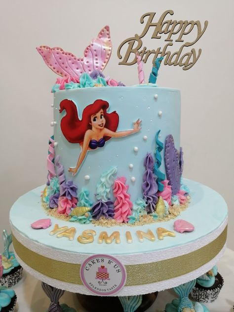 Simple Ariel Cake, Mermaid Birthday Cakes For Kids, Ariel Cake Ideas, Simple Mermaid Cake, Ariel Birthday Cake, The Little Mermaid Cake, Sirenita Cake, Little Mermaid Birthday Cake, Blue's Clues Birthday Party