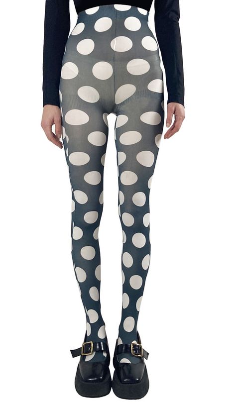 new shop – Lauren Perrin Shirt Out Of Tights, Black And White Tights, Polka Dot Tights, Cute Tights, Tights Fashion, White Tights, Printed Tights, B Fashion, Eclectic Fashion