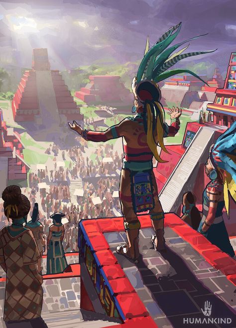 ArtStation - Humankind | Culture Cards , Quentin de Warren Mexican Culture Art, Anime City, Aztec Art, Fantasy Art Landscapes, Mexican Culture, Historical Art, Fantasy Inspiration, Art Anime, Ancient Civilizations