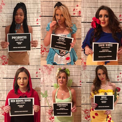 Incarcerated Disney Princesses Princess In Jail Halloween Costume, Disney Princess Crimes Halloween, Bad Disney Princess Costumes, Princesses Gone Bad Costume, Princess Gone Bad Halloween Costume, Scary Disney Princesses Costume, Scary Princess Costume, Disney Princess Halloween Makeup, Jail Costume