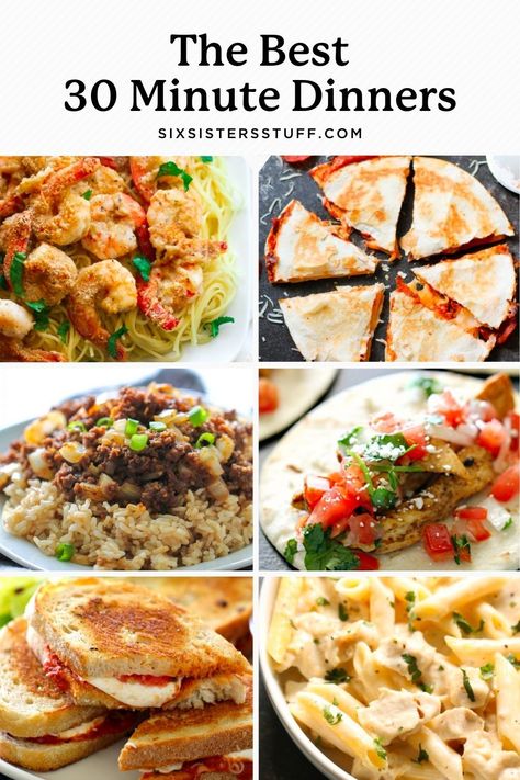 25 of the best family dinner recipes that take 30 minutes or less to make. Dinner will be ready in no time with these family favorite dishes. Six Sisters Recipes Chicken, Family Dinner Recipes Cheap, Six Sisters Dinner Recipes, 30 Minute Family Dinners, Great Recipes For Dinner Main Dishes, 30 Minute Skillet Meals, Dinner In A Pinch, Family Dinner Planning Weekly, Big Dinner Recipes