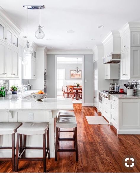 White Kitchen Renovation, Galley Kitchen Remodel, New Kitchen Cabinets, Classic Kitchen, White Kitchen Design, Galley Kitchen, Kitchen Redo, Ikea Kitchen, White Kitchen Cabinets