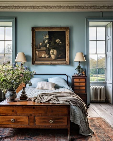 Dark Blue Bedroom Walls, Pale Blue Bedrooms, Light Blue Bedding, Light Blue Bedroom, Blue Images, Blue Gray Bedroom, Parisian Bedroom, Blue Bedroom Walls, Light Blue Colour