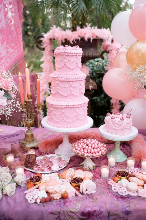 Super Sweet 16, Pink Birthday Cake, Sweet 16 Party Ideas, 16 Party Ideas, Pink Birthday Cakes, Boho Pink, Sweet 16 Party, Three Tier, Pink Birthday