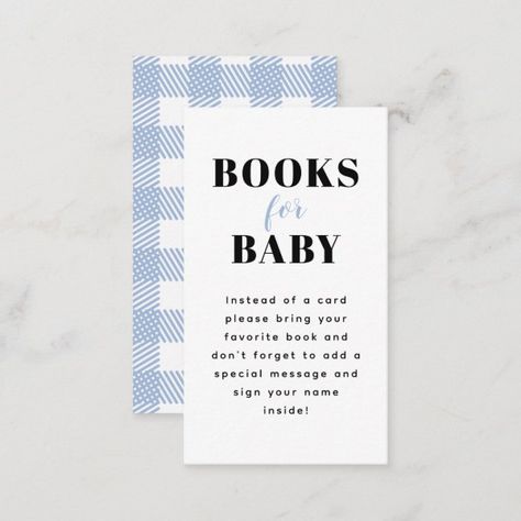 Pale Blue Gingham Plaid Baby Shower Book Request Enclosure Card Plaid Baby Shower, Jungle Safari Baby, Book Shower, Jungle Safari Baby Shower, Baby Shower Invitation Boy, Classy Baby Shower, Safari Baby Shower Invitations, Plaid Baby, Baby Q