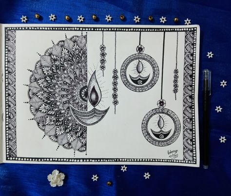 Diya Mandala Art 🪔#Happy Diwali✨🪔🕯️..... For more mandala art check out @Suku's Mandala Page ❣️ Happy Diwali Mandala Art, Mandala For Diwali, Diwali Mandala Art Drawing, Mandala Art For Diwali, Drawing Of Diwali, Diwali Poster Drawing, Diya Mandala Art, Diwali Sketch Drawing, Diwali Mandala Art