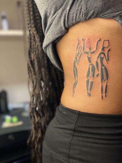 Black Heritage Tattoos, African American Art Tattoo, Earthy Tattoos Black Women, Patchwork Tattoo Black Women, Erykah Badu Tattoo Ideas, Neo Soul Tattoo, Women Silhouette Tattoo, Long Live Tattoo Black People, Erykah Badu Tattoo