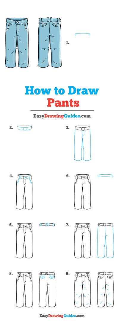 Drawing On Pants, Draw Pants, How To Draw Pants, Jeans Drawing, Pants Ideas, Pants Tutorial, Pants Drawing, Drawing Instructions, Fashion Illustration Tutorial