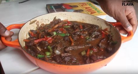 Jamaican Steak Recipes, Pepper Steak Recipe Jamaican, Jamaican Pepper Steak Recipe, Jamaican Pepper Steak, Spanish Steak And Peppers, Carribean Beef Stew, Caribbean Pepper Pot Stew, Jamaican Saltfish Fritters Recipe, Peppered Steak