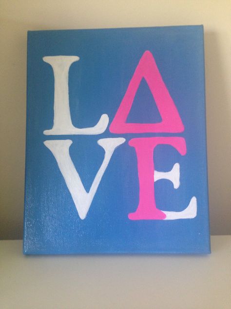 delta gamma love canvas painting Delta Gamma Tattoo, Delta Gamma Paintings Canvases, Delta Gamma Paintings, Delta Gamma Aesthetic, Delta Canvas Painting, Sorority Crafts Canvases, Delta Gamma Canvas, Delta Gamma Crafts, Delta Gamma Designs