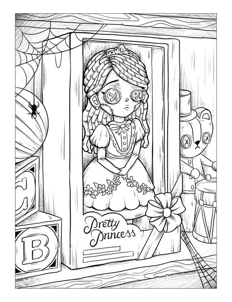 Corpse Bride Coloring Pages, Grunge Coloring Pages, Weird Coloring Pages, Goth Coloring Pages, Coloring Pages For Adults Unique, Doll Coloring Pages, Scary Coloring Pages, Mom Coloring Pages, Free Adult Coloring Printables