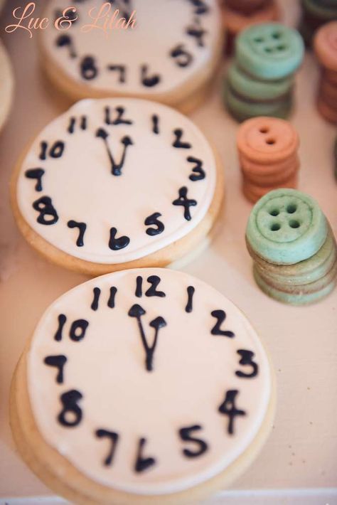 Clock cookies at a Cinderella ballet birthday party! See more party planning ideas at CatchMyParty.com! Ballet Birthday Party Ideas, March Madness Snacks, Clock Cookies, Cinderella Party Theme, Cinderella Ballet, Cinderella Sweet 16, Ballet Birthday Party, Cinderella Theme, Cinderella Birthday Party