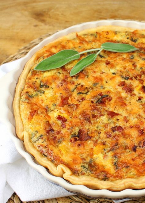 Fresh Pumpkin Quiche with Bacon and Sage – Tomato Ricotta Pie, Pumpkin Quiche, Quiche With Bacon, Sage Uses, Ricotta Pie, Greek Spinach Pie, Bacon Quiche, Savory Pumpkin Recipes, Regions Of France