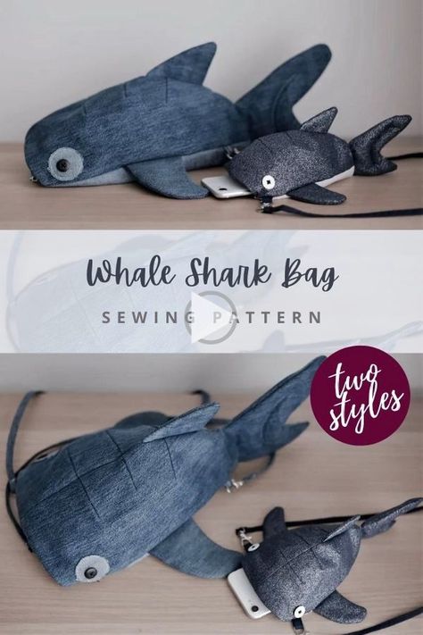 Whale Shark Bag sewing patt..! Whale Shark Bag, Shark Sewing Pattern, Shark Sewing, Shark Bag, Shark Backpack, Backpack Pattern Sewing, Quilted Table Runners Christmas, Patchwork Quilting Designs, Hand Knitting Diy