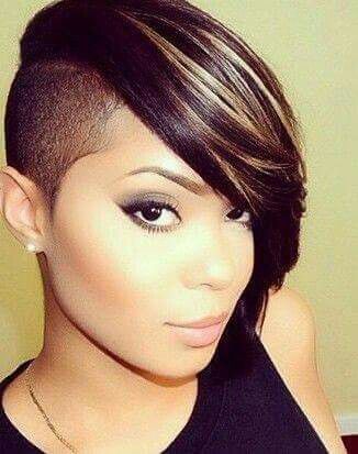 Eyebrows, hair!! Short Side Long Side Haircut Women, Bob Haircut With Shaved Side, Hairstyles With Shaved Sides And Back, Quick Weave Shaved Side, Shaved Side Hairstyles Short Black Women Undercut Natural Hair, Quick Weave Shaved Sides And Back, Shaved One Side Hairstyles, Shaved Side Hairstyles African American, Shaved Sides Black Women