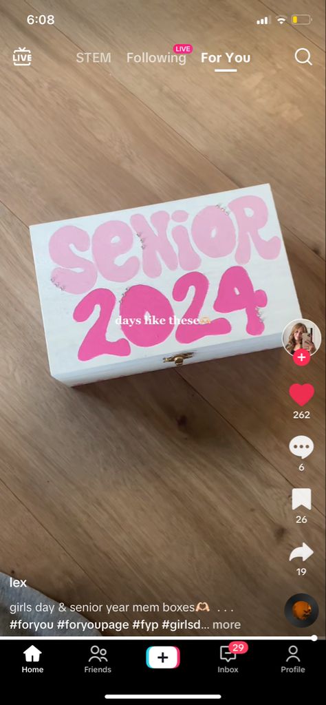 Senior 2024 Box Ideas, Senior Box Inspiration, Senior Year Memory Box Ideas Diy, Senior Memory Box Ideas Pink, Senior Keepsake Boxes, Senior Year Memory Ideas, Senior Memory Box Ideas Paint, Senior Boxes 2024, 8th Grade Memory Box Ideas