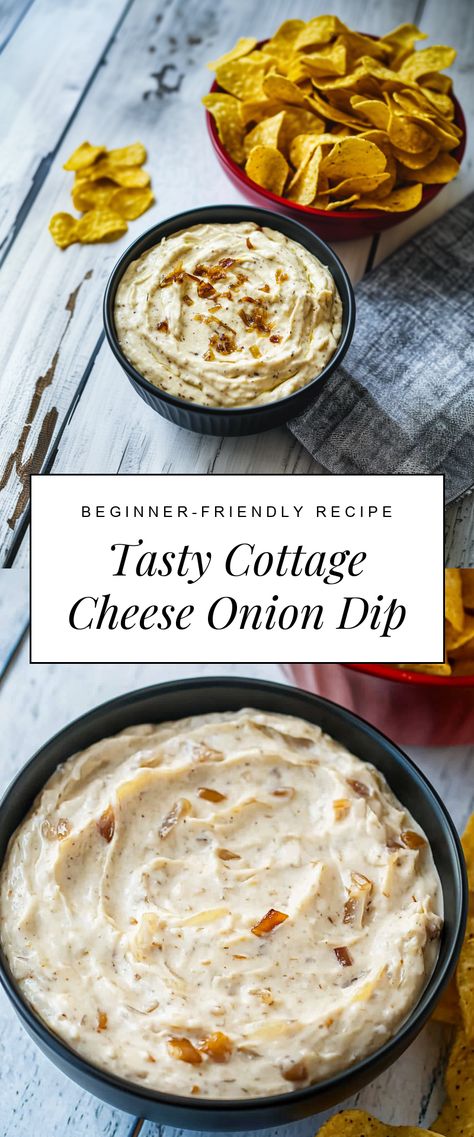 Image for Tasty Cottage Cheese Onion Dip Fruit Dip With Cottage Cheese, Whipped Cottage Cheese Dip Recipes, Dips With Cottage Cheese, Cheese Onion Dip, Whipped Cottage Cheese Recipes, Whipped Cottage Cheese Dip, Cottage Cheese Dip Recipes, Healthy Condiments, Cottage Cheese Dip