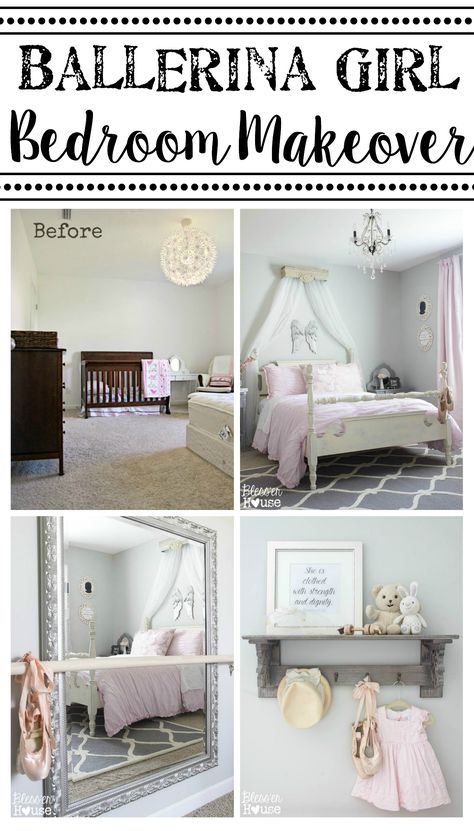 Ballerina Girl Bedroom Makeover Reveal | Bless'er House - Such a sweet space on a budget! Girls Ballerina Bedroom, Ballet Bedroom, Dance Bedroom, Diy Craft Home Decor, Ballerina Bedroom, Ballet Room, Ballerina Room, Girls Bedroom Makeover, Big Girl Bedrooms