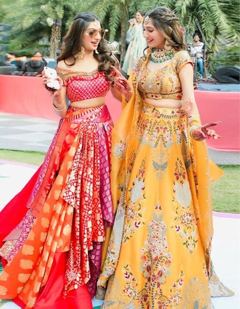 Sister Of The Bride Style – Rhea Ruffle Lehanga, Dj Board, Mehendi Dress, Dandiya Dress, Sister Of The Bride, Mehendi Outfits, Bride Sister, Glass Bangles, Corset Style Tops