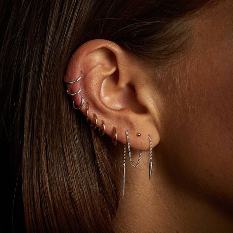 A f r a A m b a on Instagram: “ECLIPTIC X MISSION CONE X STUD . . . . . . . #handmadejewelry #silverjewelry #silverearring #sterlingsilver #jewelry #earring #webshop…” Helix Ear, Piercings For Girls, Earring Fashion, Tragus Piercing, Hoop Earrings Style, Tragus Piercings, Huggie Hoop Earrings, Cartilage Earrings, Hoop Earrings Small