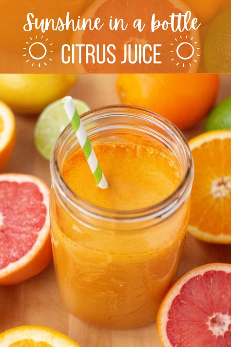 Let's face it, we could all use a little more sunshine in the winter! Bring some brightness into your life with this delicious vegan juice full of flavorful, vitamin-packed fruits like mandarins, limes, oranges, grapefruits, and lemon. It's easy, nutritious, and brings a smile to every sip. Try it for yourself today! #juicing #juicingrecipes #juicerrecipes #orangejuicerecipes #citrusjuice #citrusjuicerrecipes #mandarinorangerecipes #limejuice #limejuicerecipes #lemonjuice #lemonjuicerecipes Grapefruit Orange Lemon Juice, Grapefruit Orange Juice, Lime Recipes Healthy, Healthy Juice Recipe, Lime Juice Recipes, Lemon Juice Recipes, Orange Juice Recipes, Mandarin Juice, Avocado Juice