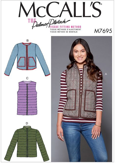 McCall's 7695 Misses' Puffer Vests and Jackets sewing pattern Vest Puffer, Puffer Vests, Vest Sewing Pattern, New Look Patterns, Kwik Sew, Jacket Pattern Sewing, Mccalls Sewing Patterns, Vest Pattern, Mccalls Patterns