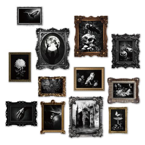 PRICES MAY VARY. Gothic Decor Set: Transform your space with our enchanting witchy home decor set. This comprehensive collection features 3 spellbinding witchcraft posters, 4 haunting Halloween wall art, and 5 horror decor pieces (unframed) that allow you to curate a personalized witchy ambiance. Each poster comes with convenient glue dots for effortless hanging, or you can select the perfect frame to complement your unique style Spooky Room Decor: Infuse your living space with a touch of magic Spooky Room Decor, Aesthetic Halloween Decor, Scary Picture, Spooky Room, Witchy Wall Art, Witchy Home, Witchy Home Decor, Horror Decor, Home Decor Sets