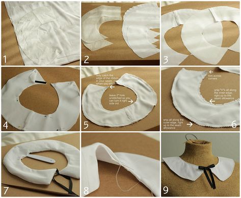 simple peter pan collar Peter Pan Collars Diy, Detachable Collar Pattern, Diy Peter Pan Collar, Pola Lengan, Sewing Collars, Collars Diy, Common Thread, Sew Ins, Detachable Collar