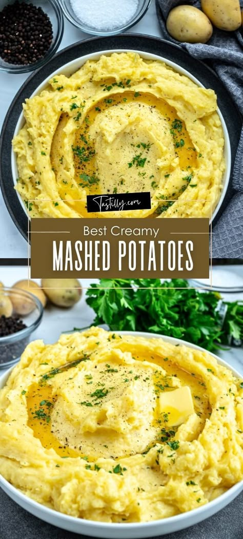 Best Creamy Mashed Potatoes Recipe - Tastilly Best Creamy Mashed Potatoes, Best Garlic Mashed Potatoes, Garlic Mashed Potatoes Easy, The Best Mashed Potatoes, Mashed Potatoes Thanksgiving, Creamy Mashed Potatoes Recipe, Garlic Mashed Potatoes Recipe, Creamy Garlic Mashed Potatoes, Roasted Garlic Mashed Potatoes