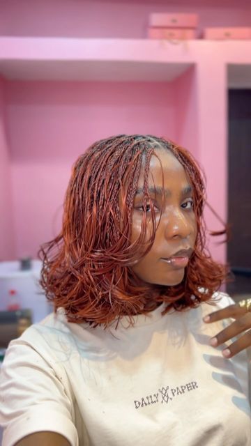 Celina Kama on Instagram: "This hair color unlocks a new personality every time!😍😩 you just know your braids eat, when you go out immediately after >>>🤭   Hair extensions: @ayya_hair in “ginger ruby” 4 bundles  Braider: @slezorbraids" Ginger Micro Braids, Short Ginger Braids, Ginger Braids For Black Women, Ginger Afro, Ginger Braids, Senegalese Twist Hairstyles, Girl Prom, Cornrow Braids, Braids Ideas