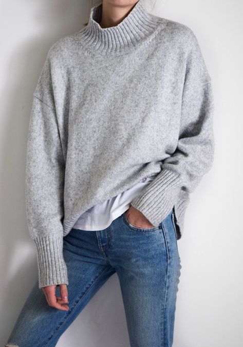 Oversized knitwear Comfortable Winter Outfits, Fashion Comfortable, 2020 Fashion, Womens Casual, Up Girl, Mode Inspiration, Pure Color, Sleeve Sweater, Look Fashion